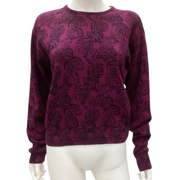 Christian Dior VTG Pullover Sweater Womens Size M/L Wool with Design in Burgundy - Picture 1 of 4